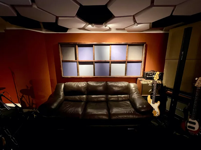 Custom Design Geometric Shape (and Fabric Wall) in Recording Studio 2